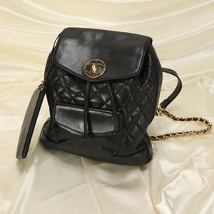 Chanel Lambskin Quilted Chain Backpack w/ Pouch
